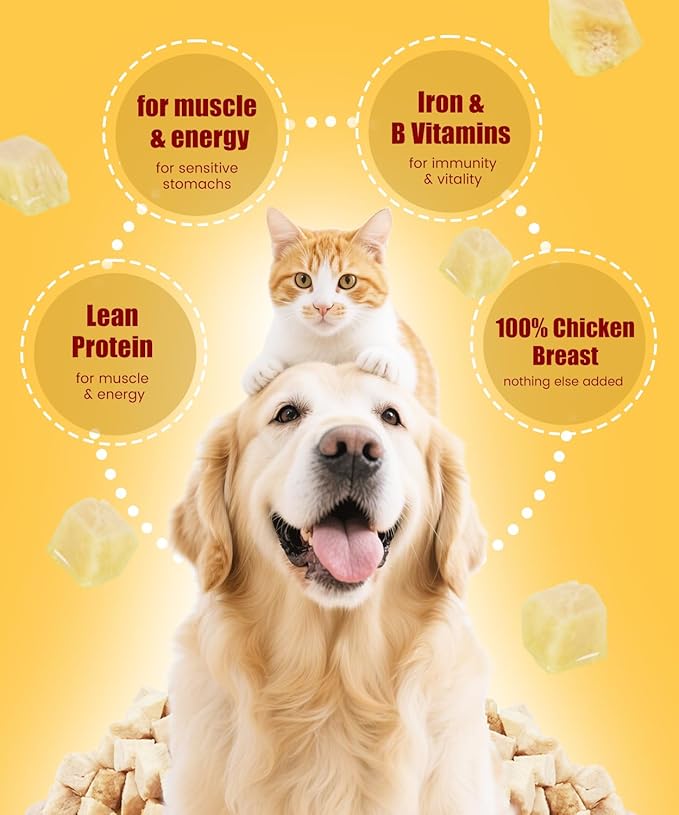 Freeze Dried Chicken Dog Treats Cat Treats, Single Ingredient Raw Chicken PetTreats, Training Treats, Food Meal Topper, Rawhide Free Freeze Dried Chicken High Protein, 5.6oz