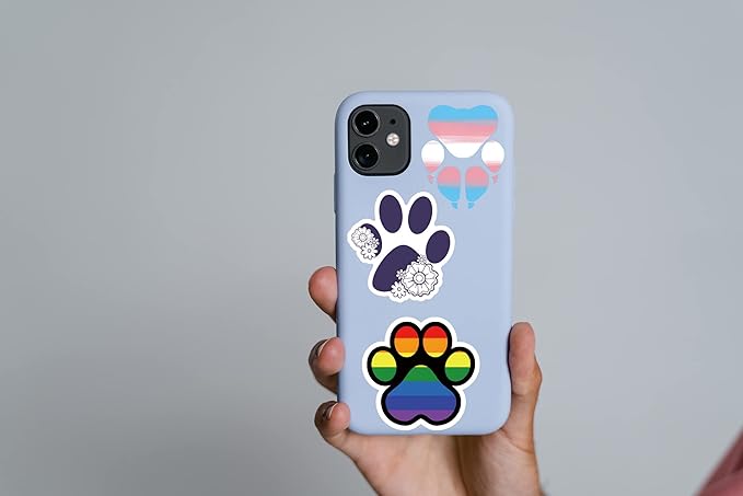 Paw Print Stickers 53pcs Cat Dog Animals Pack | Cool Colorful Deacls Graffiti for Water Bottle Skateboard Luggage Laptop Computer Phone