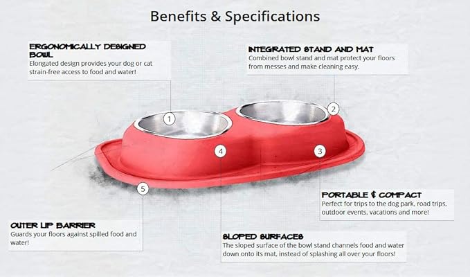 WeatherTech Double Low Pet Feeding System - Compact and Portable Dog/Cat Food and Water Station - 8 oz (1 Cup) Dark Grey (DL0801DG)