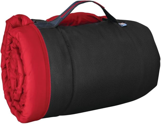Kurgo Loft Wander Dog Bed - Travel-Friendly Comfort Roll - Durable Water Resistant Top - Microtomic Ripstop Material - Portable Bed Roll - Non-Slip Bottom - Chili Red - Medium