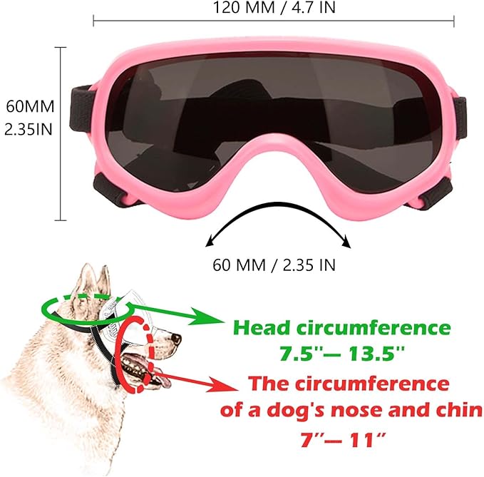 Dog Sunglasses,Doggles Anti-UV Protection, Pet Sunglasses with Adjustable Strap, Suitable for Motorcycle Car Driving Bike Riding Hiking Swimming Wind Dust Fog Dog Eye Protection