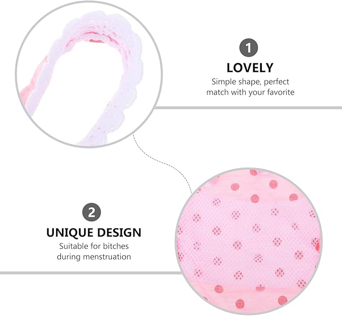 Pet Dog Diapers Female Physiological Panties with Suspenders, Pink M Size, Soft Breathable Fabric for Heat Cycle Protection, Suitable for Small to Medium Female Dogs