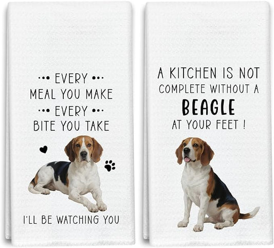Funny Beagle Dish Towels for Kitchen Sets of 2, Gifts for Beagle Dog Lover, Drying Cloth Tea Towel Hand Towels for Cooking Baking Bathroom Decor, 16 x 24 Inch -07