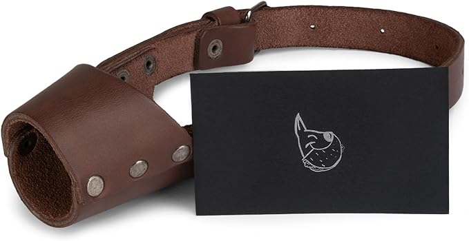 Taco Dog, Leather Dog Muzzle Guard Handmade from Full Grain Leather - Secure Training Cover, Mouth Guard Mask Prevents Biting Chewing (Bourbon Brown, Small)