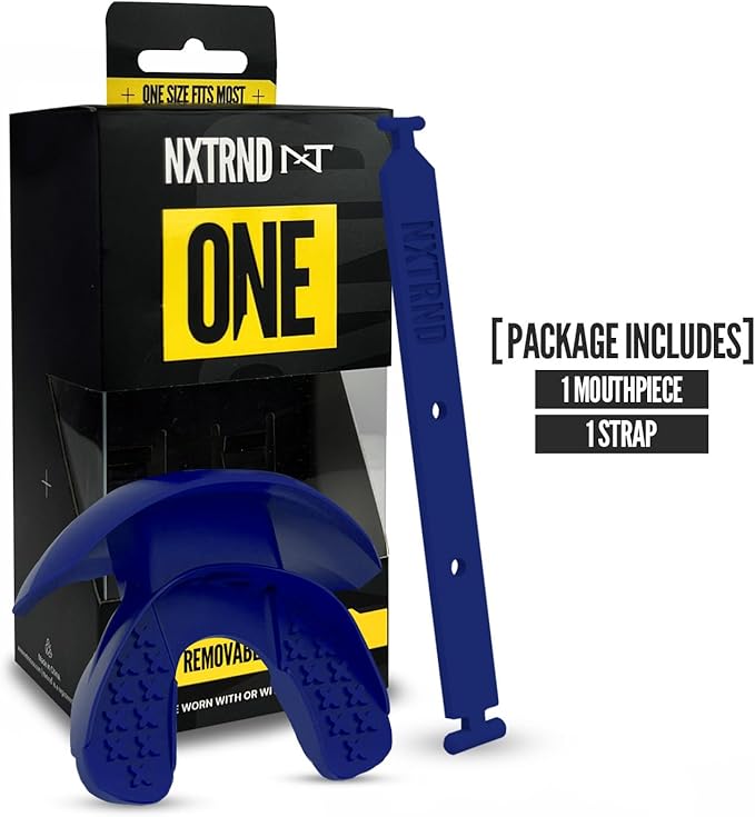 Nxtrnd One Football Mouth Guard, Strap Included, Fits Adult & Youth (Navy Blue)