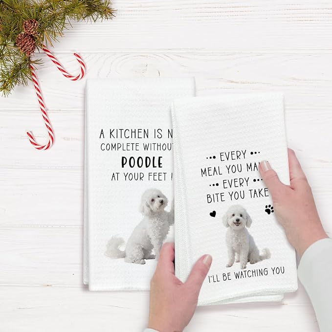 Funny Poodle Dish Towels for Kitchen Sets of 2, Gifts for Poodle Dog Lover, Drying Cloth Tea Towel Hand Towels for Cooking Baking Bathroom Decor, 16 x 24 Inch -21