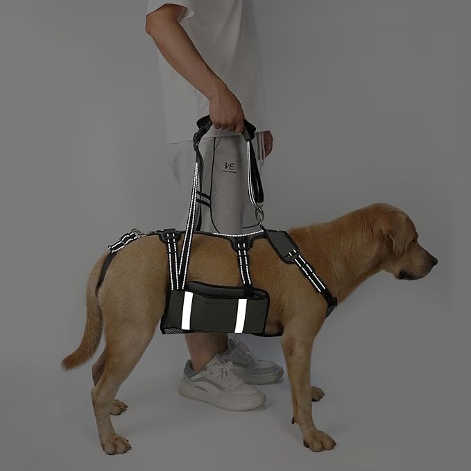 COODEO Mobility Dog Lift Harness, Emergency Carry Sling, Pet Rear Leg Support Rehabilitation Lifts Vest, Dog Carrier for Senior Dogs Joint Injuries, Arthritis (Military Green, XL)