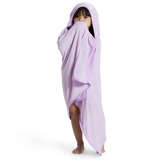 Delta Children Personalized Kids Hooded Bath Towel with Pockets - Super Soft and Absorbent- Great Gift for Boys and Girls, Light Purple Unicorn