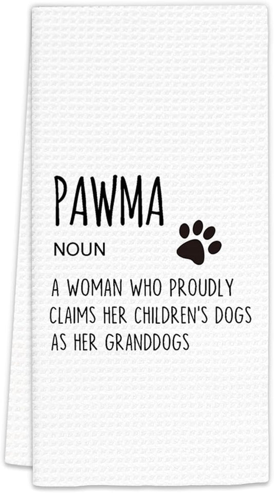 Dog Grandma Gifts Kitchen Towels, Mothers Day Birthday Gifts for Dog Grandma Dish Towels, Dogs Owners Gift Decorative Hand Towel for Kitchen, Pawma Definition Bathroom Decor(16x24 Inch)