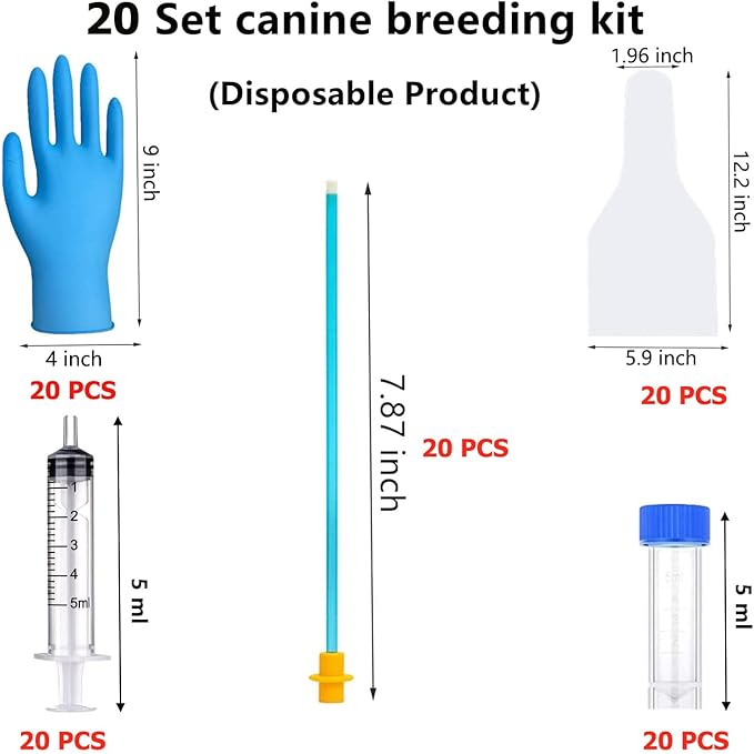 20 Set AI Artificial Insemination Dog Breeding Kit, Canine Breeding Kit, Dog Insemination Breeder Kit, Disposable Canine Artificial Insemination, Canine Breeding Supplies (7.87 inch) S