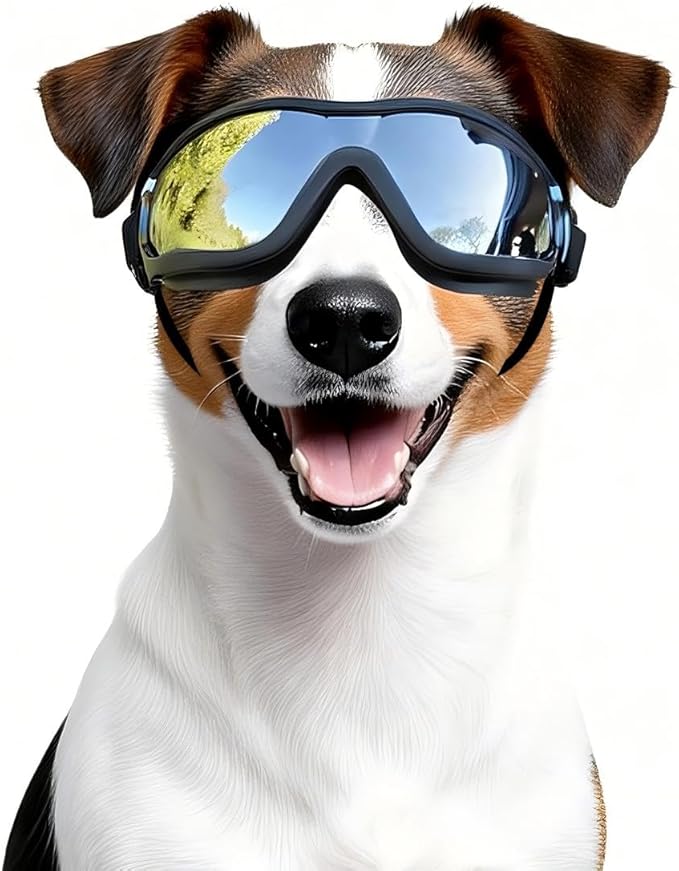 Dog Goggles Medium Breed with UV Protection Windproof Anti-Fog Dog Sunglasses Clear View Dog Glasses for Walks/Car Rides/Motorcycle Riding/Bike Riding, Medium