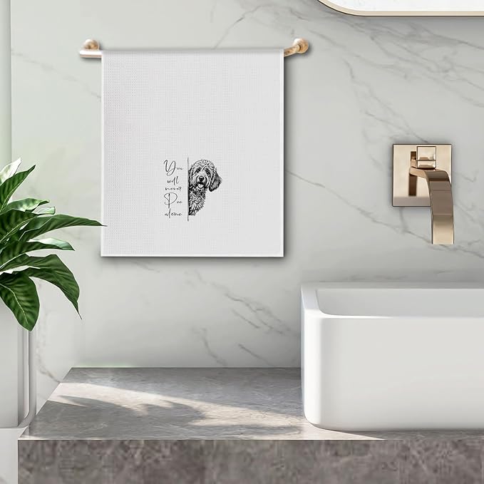 Funny Goldendoodle Dog Bathroom Hand Towels, Goldendoodle Gifts for Women Men, You Will Never Pee Alone Dog Decorative Hand Towels for Bathroom Washroom Restroom, 16x24 Inch