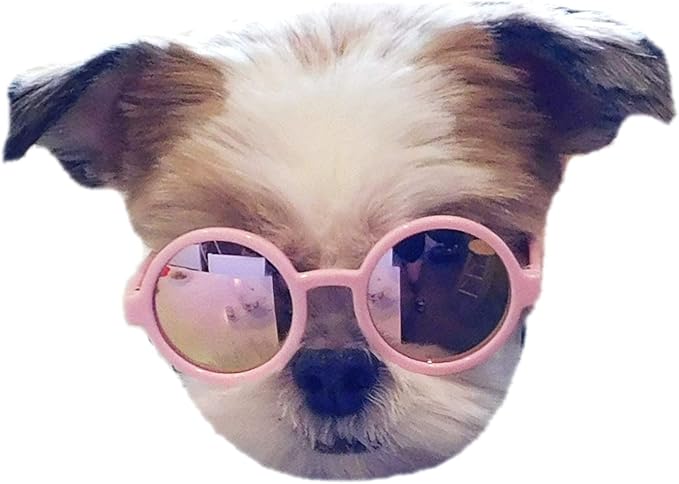 G016 Dog Pet Round Sunglasses Goggles for Small Dogs up to 15lbs (Pink-Pink Mirror)