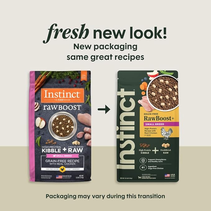 Instinct RawBoost Small Breed, Natural Dry Dog Food with FreshDried Raw, High Protein, Grain-Free Recipe - Real Chicken, 3.5 lb. Bag