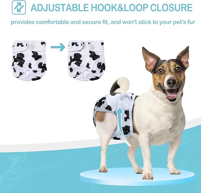 Avont 3 Pack Washable Female Dog Diapers, Premium Reusable Highly Absorbent Doggie Period Panties Durable Dog Diaper Cover -XL Web/Milk/Jeans
