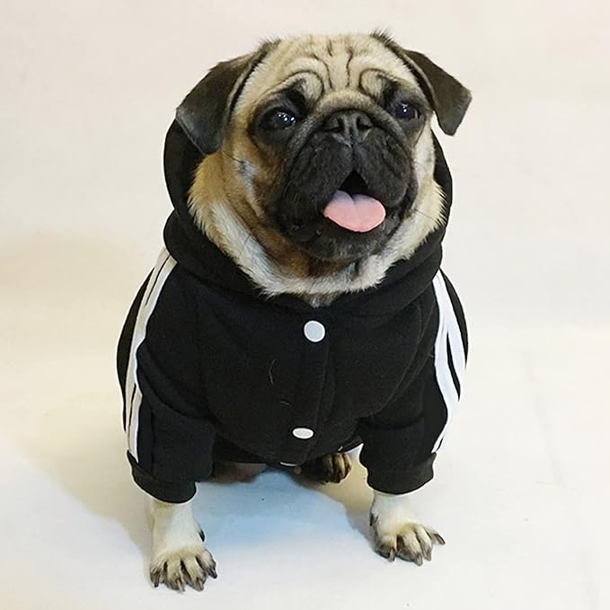 Weowin Pet Outfit - Cute Dog Hoodie Tracksuit Sweater Winter Clothes Pajamas Jumpsuit 4-Legs Black for Puppy Small Medium Large Dogs Girl or Boy (X-Large)