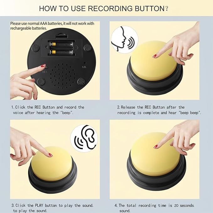 8 Pieces Voice Recording Button for Dog Voice Recording Clicker for Cat Colorful Dog Buttons for Communication 30 Second Record & Playback Pet Talking Trainin Buttons Funny Gifts for Pet