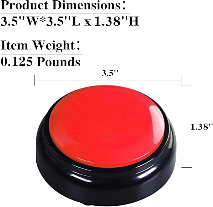 Recording Button,Voice Recorder Button 30 Second,Talking Buttons,Record Sound Button for Gift Education,Easy Button,Funny Office Gift,Includes 2*AAA Batteries (Red)