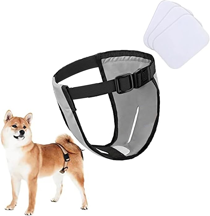 Washable Female Diapers,Reusable Doggy Diapers with Adjustable, Dog Underwear Diaper for Female Dogs in Heat.(Grey 2XL)