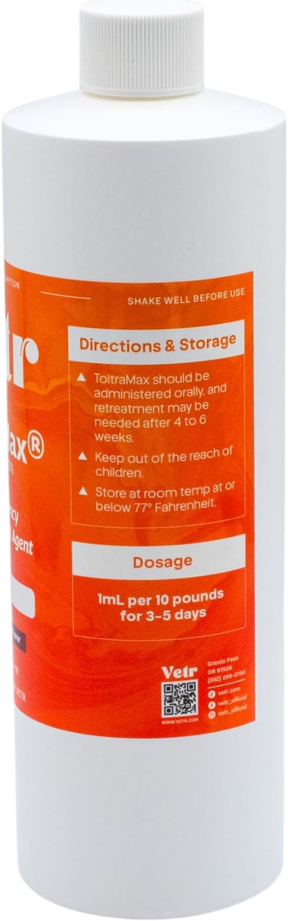 Toltrazuril 10.0% for Horses, Dogs, Cats, 500mL/16.9 Ounce, for Non-Food Chain Animals, Peanut Butter