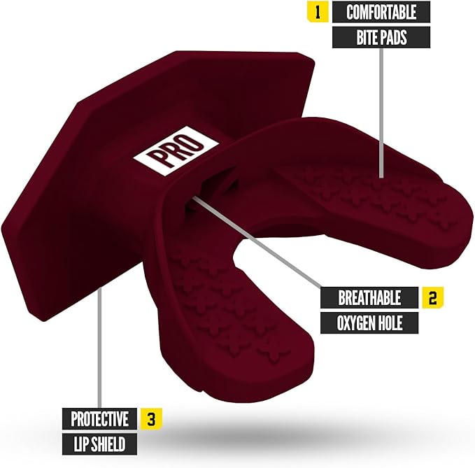 Nxtrnd One Pro Football Mouth Guard, Interchangeable Strap, Fits Adult & Youth (Maroon)