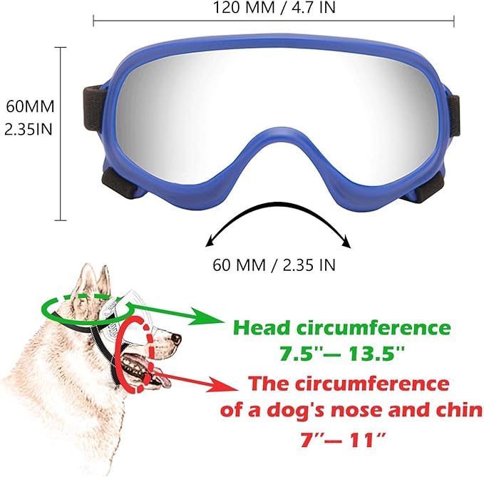 Dog Sunglasses,Doggles Anti-UV Protection, Pet Sunglasses with Adjustable Strap, Suitable for Motorcycle Car Driving Bike Riding Hiking Swimming Wind Dust Fog Dog Eye Protection
