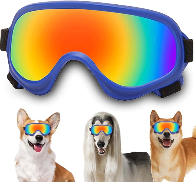Dog Sunglasses,Doggles Anti-UV Protection, Pet Sunglasses with Adjustable Strap, Suitable for Motorcycle Car Driving Bike Riding Hiking Swimming Wind Dust Fog Dog Eye Protection