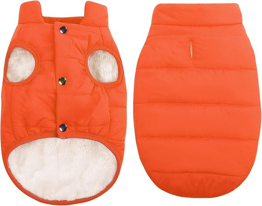 ASENKU Dog Winter Coat - Waterproof Windproof Dog Jacket, Warm Snowproof Doggie Puffer Vest for Cold Weather, Lightweight Snow Coats for Small Medium Large Dogs (Orange, XL)