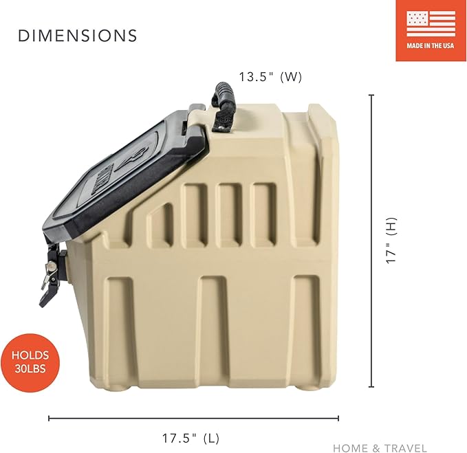 GUNNER 30 lbs Dog Food Storage Container - Waterproof & Airtight Pet Food Bin - Multi-Purpose Container for Dry Food, Corn, Chicken Feed, Treats, Bird Seed, & More - Tan