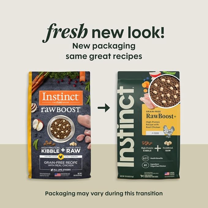 Instinct RawBoost, Natural Dry Dog Food with FreshDried Raw, High Protein, Grain-Free Recipe - Real Chicken, 20 lb. Bag