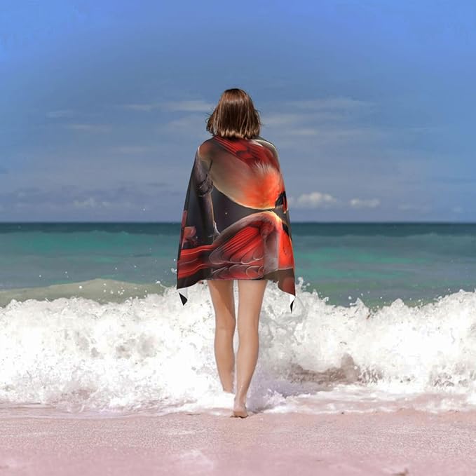 Cardinal Bird Beach Towel Nature Sand-Free Microfiber Bath Towel Ultra Soft Quick Dry Pool Towel Absorbent Towel Lightweight Towel for Outdoor Bathroom Swimming Decor 31inx51in