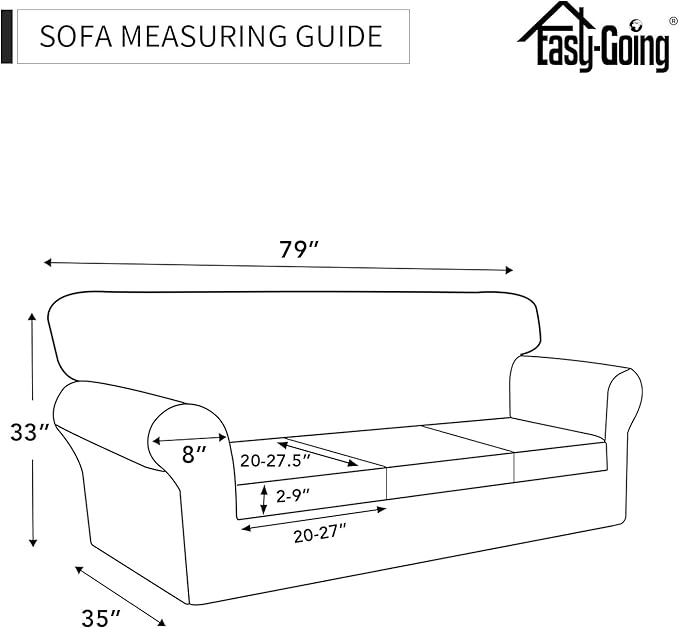 Easy-Going 100% Dual Waterproof 4 Pieces Stretch Soft Couch Cover for Dogs, Sofa Slipcover for 3 Separate Cushion Couch Leakproof Furniture Protector for Kids, Pets Light Gray