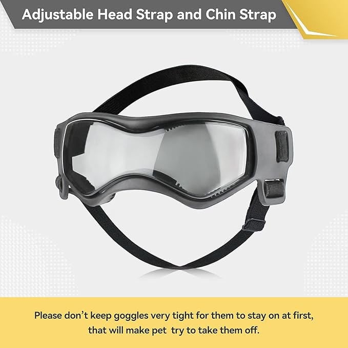 XS Dog Goggles for Extra Small Breed UV/Wind/Dust Protection Chihuahua Sunglasses with Adjustable Strap - Black