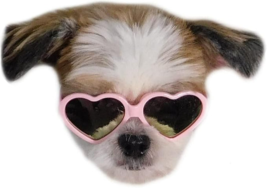 G016 Dog Cat Pet Heart Sunglasses Glasses for Small Breed up to 15lbs (Heart Pink-Pink Mirror)