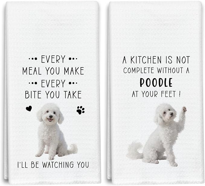 Funny Poodle Dish Towels for Kitchen Sets of 2, Gifts for Poodle Dog Lover, Drying Cloth Tea Towel Hand Towels for Cooking Baking Bathroom Decor, 16 x 24 Inch -21