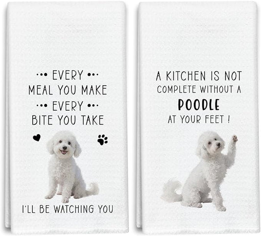 Funny Poodle Dish Towels for Kitchen Sets of 2, Gifts for Poodle Dog Lover, Drying Cloth Tea Towel Hand Towels for Cooking Baking Bathroom Decor, 16 x 24 Inch -21