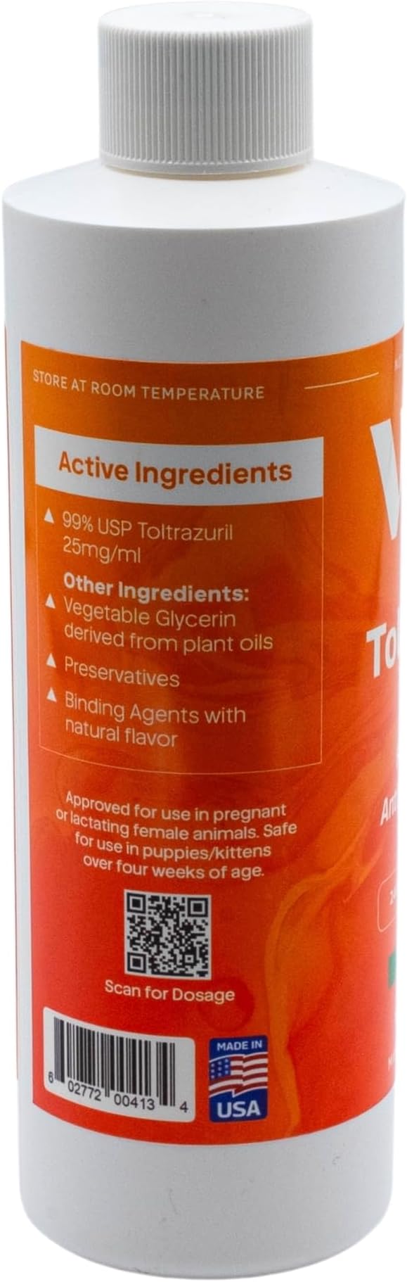 Toltrazuril 2.5% for Horses, Dogs, Cats, 240mL/8 Ounce, for Non-Food Chain Animals, Alfalfa