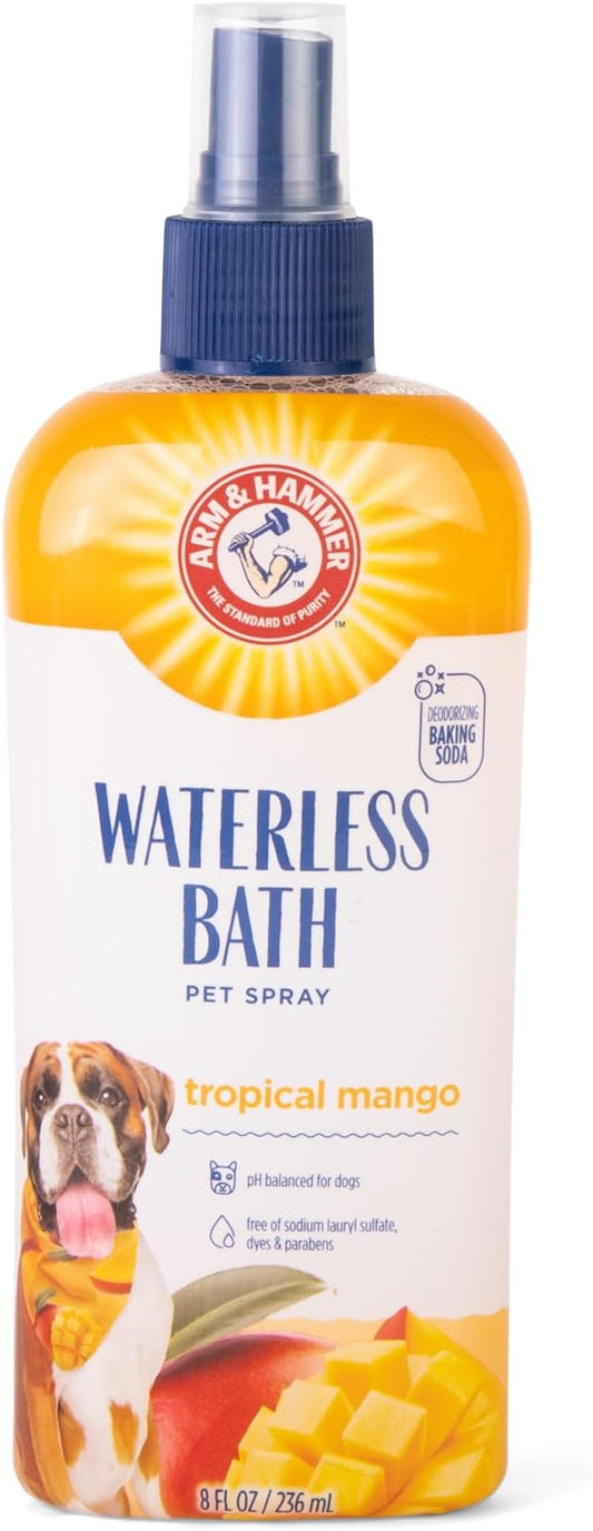 Arm & Hammer for Pets Waterless Bath Spray for Dogs Baking Soda, 8oz Mango Scent | Professional Quality Dog Grooming Spray, Free of Sodium Lauryl Sulfate & Parabens