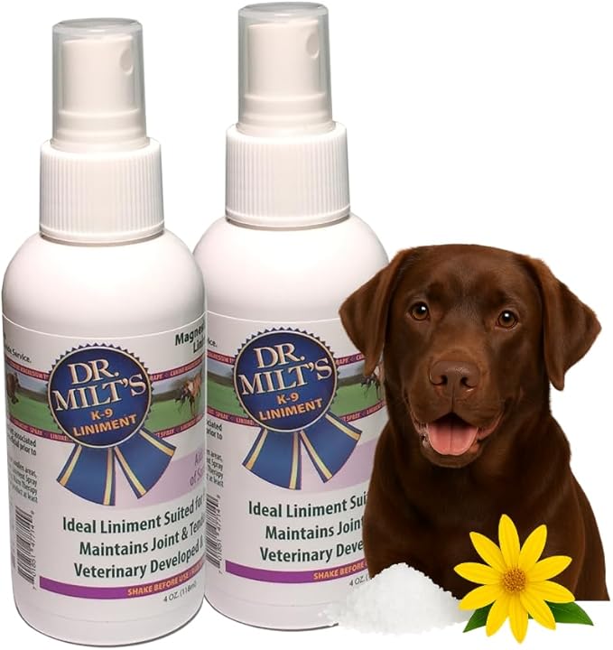Dr. Milt's Dog Hip and Joint Pain Relief Spray and Gel, Topical Magnesium Sulfate & Arnica Ointment. Reduces Inflammation, Lessens Tenderness and Alleviates Nervousness. 2 Pack - 4oz Spray