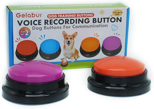 Set of 2 Dog Buttons for Communication, Voice Recordable Buttons for Classroom, Dog Training Talking Buttons Starter Set, Pet Easy Speaking Buttons Tools