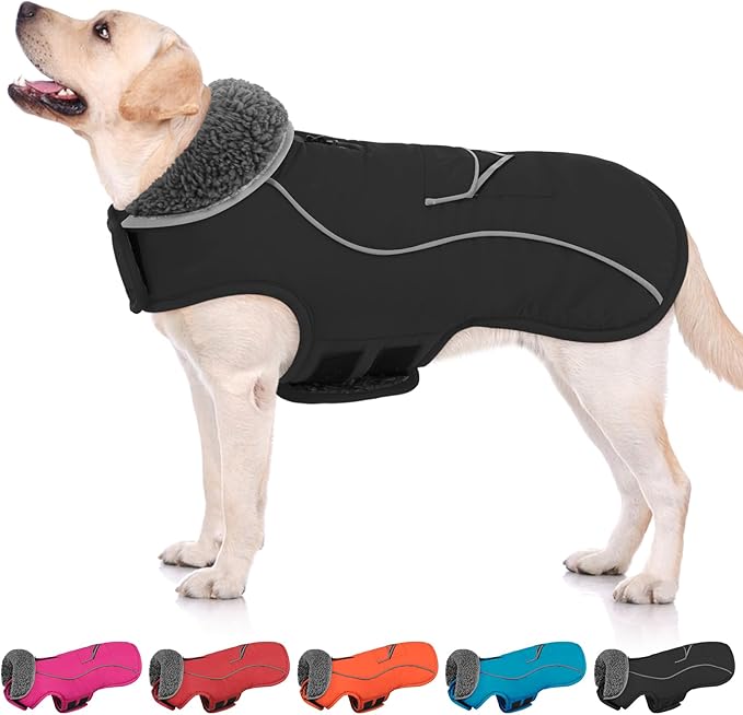 SUNFURA Dog Winter Coat, Medium Dog Coat Jacket with Fleece Lining for Cold Weather, Warm Puffer Jacket Turtleneck Snowsuit with Leash Hole for Jack Russel, Boston Terrier, Black M