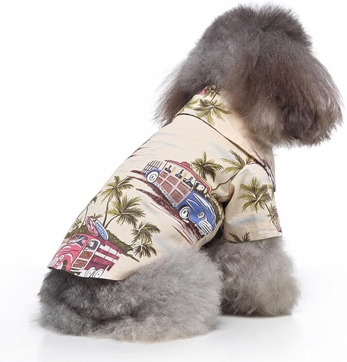 Tangpan Summer Pet Daisy Hawaiian Beach Plaid Print Shirts Clothes for Dog (X-Small, Beige)