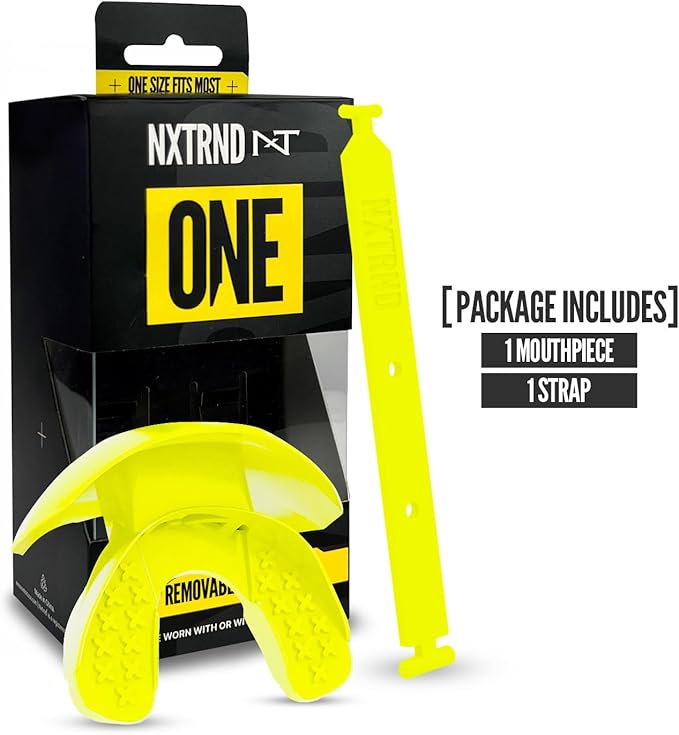 Nxtrnd One Football Mouth Guard, Strap Included, Fits Adult & Youth (Neon Yellow)