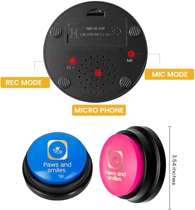 Paws and Smiles Dog Talking Buttons, 8-Pack Recordable Dog Buttons for Communication & Training, Pet Buzzer Set for Dogs & Cats, Game Buzzers, pet Gifts, Fluent Pet Tool