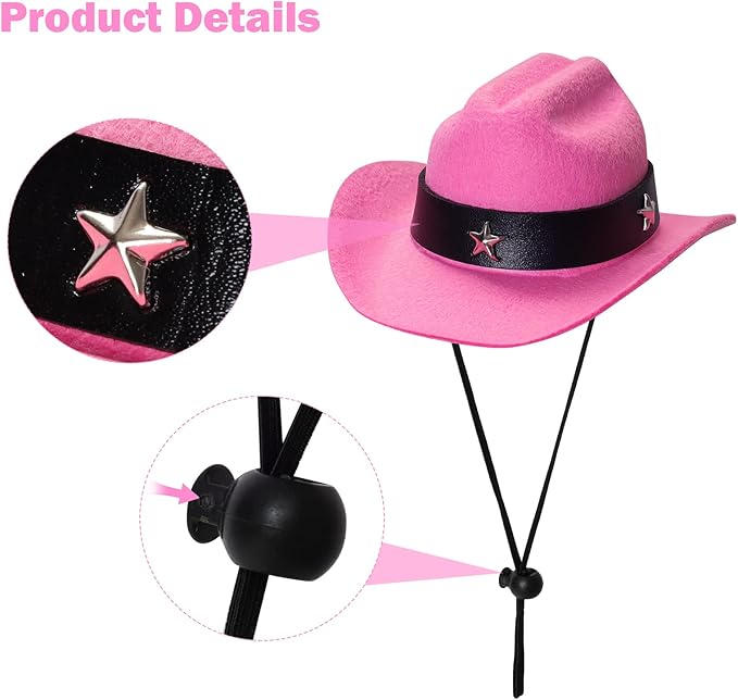 Fumwase Pet Cowboy Costume Halloween Costumes for Dogs Cat Puppy Hats with Bandana Scarf Cowboy Costume Accessories Dog Cat for Party Festival and Daily Wearing (Pink hat + Pink, Large)