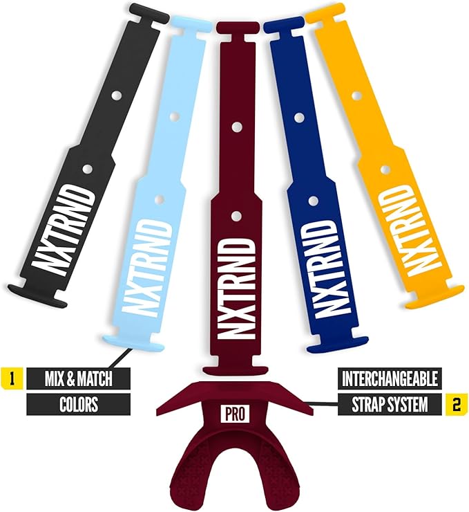 Nxtrnd One Pro Football Mouth Guard, Interchangeable Strap, Fits Adult & Youth (Maroon)