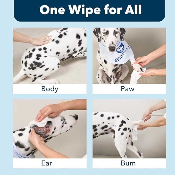 Dog-Wipes-for Paws and Butt - 8" x 8" Hypoallergenic, Hydrating Pet Grooming Wipes for Dogs Cats Cleaning Deodorizing (Unscented, 400 Count)