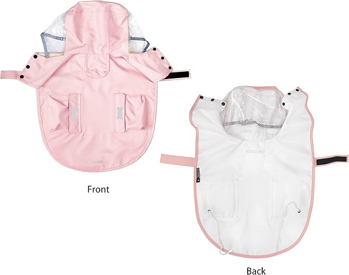Dog Raincoat,Waterproof Rain Poncho with Hoodie, High Reflective Adjustable Pet Rain Jacket with Leash Hole for Small Medium and Large Dogs (Pink, XXX-Large: 70-92lbs)