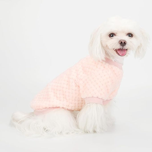 Fuzzy Pineapple Grid Dog Sweater - Ultra Soft & Warm Winter Pet Apparel, Fluffy Textured Knit for Small, Medium Dogs and Cats, Cozy Pullover Dog Coat for Cold Weather.Pink XXL
