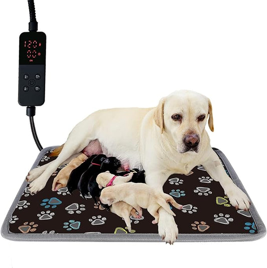 furrybaby Pet Heating Pad, Waterproof Dog Heating Pad Mat for Cat with Durable Anti-Bite Tube Indoor for Puppies Dogs Cats (1 Pack Black, 40 X 28in, Temp Adjustable)